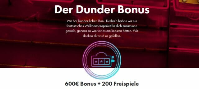 Dunder Casino Bonus