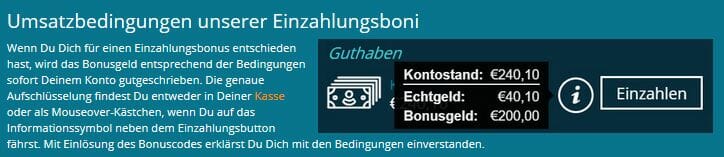 Platincasino Bonusbedingungen